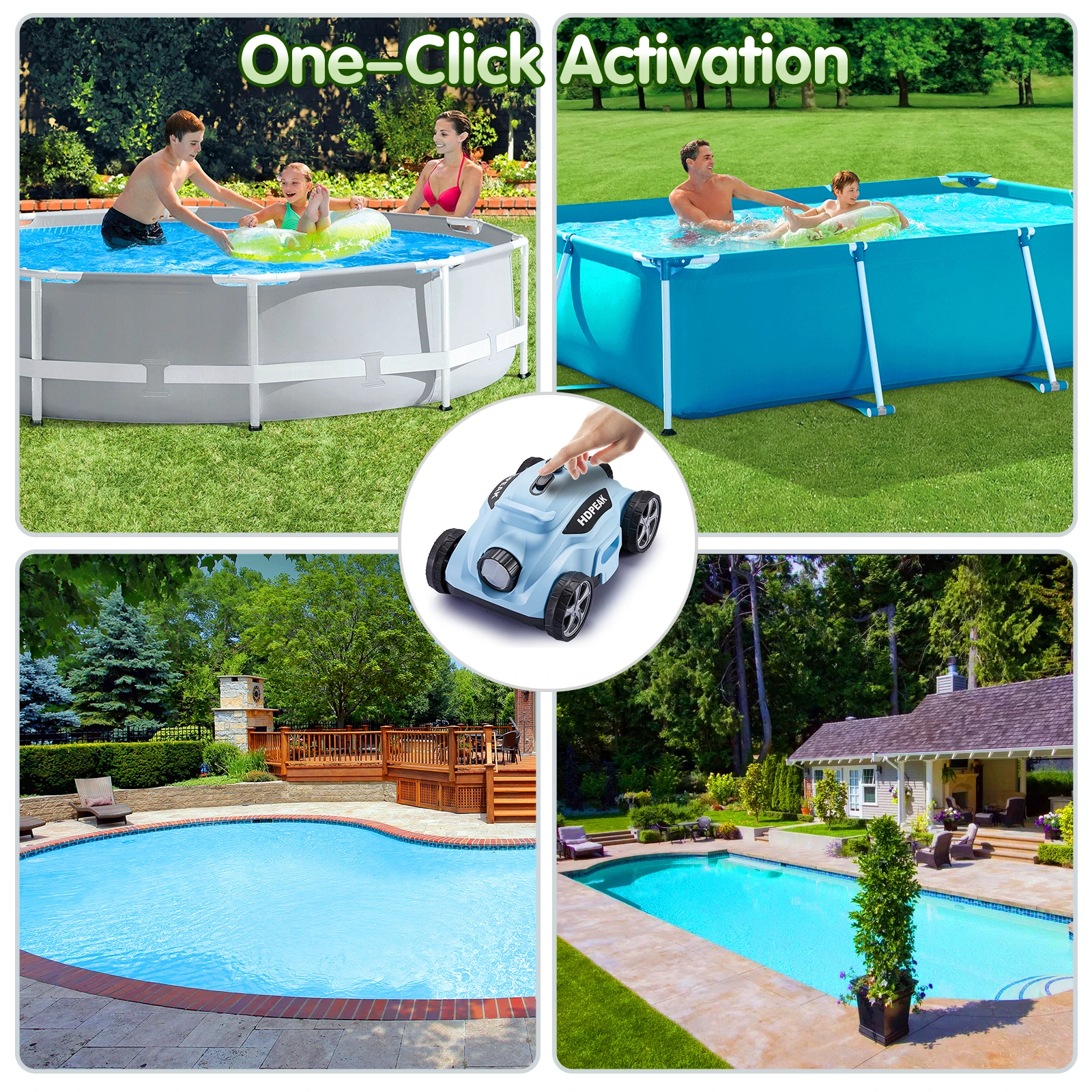 Nova máquina de limpeza subaquática robótica de piscina sem fio quente com CE, um botão grátis