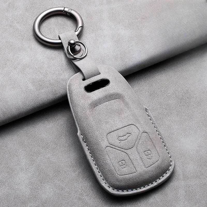 

Leather Car Remote Key Case Cover Shell For Audi A4 B9 A5 A6 8S 8W Q5 Q7 4M S5 S7 TT Protector Fob Keyless Keychain Accessories