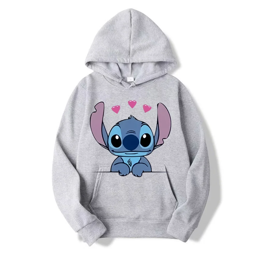 Disney Stitch Cartoon Anime Women Pullover Spring Autumn Men Oversized Hoodie 2024 Fashion Casual Couple Sweatshirt Clothes Tops