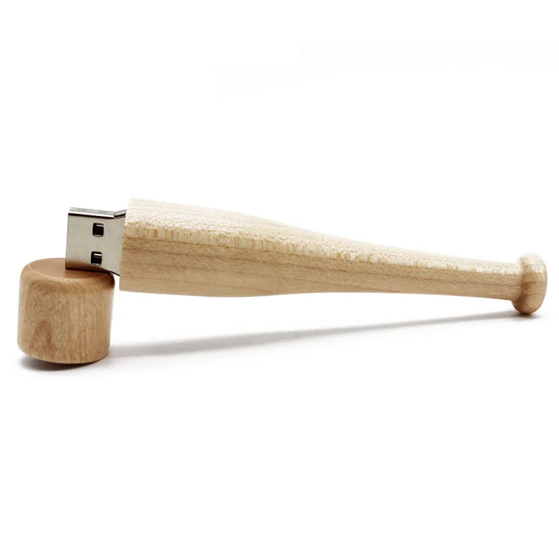 무료 사용자 정의 레이저 조각 로고 메이플 야구 방망이 모델 USB2.0 플래시 드라이브 4GB 8GB 16GB 32GB 64GB 128GB