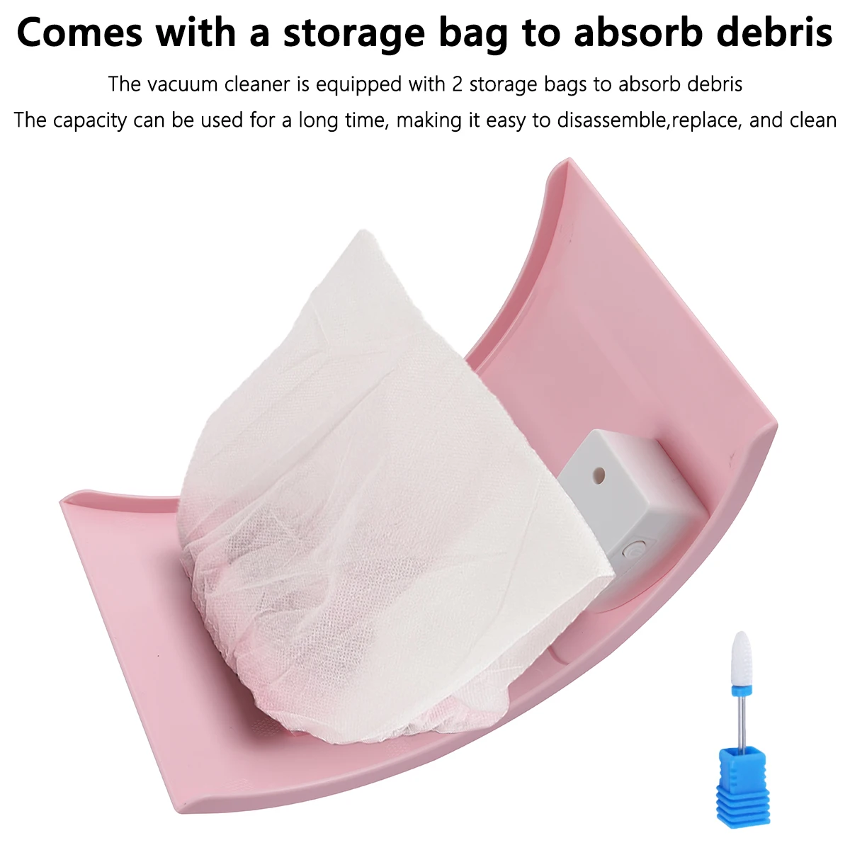 مجمع غبار الأظافر لآلة الأظافر مكنسة كهربائية قوية للأظافر مع كيس غبار قابل للاستبدال لمعدات الأظافر #3