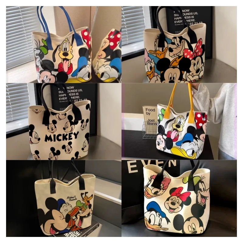 

Mickey Canvas Large-Capacity Bag New Cute Cartoon Goofy Tote Single-Shoulder Tote Bag, Holiday Gift