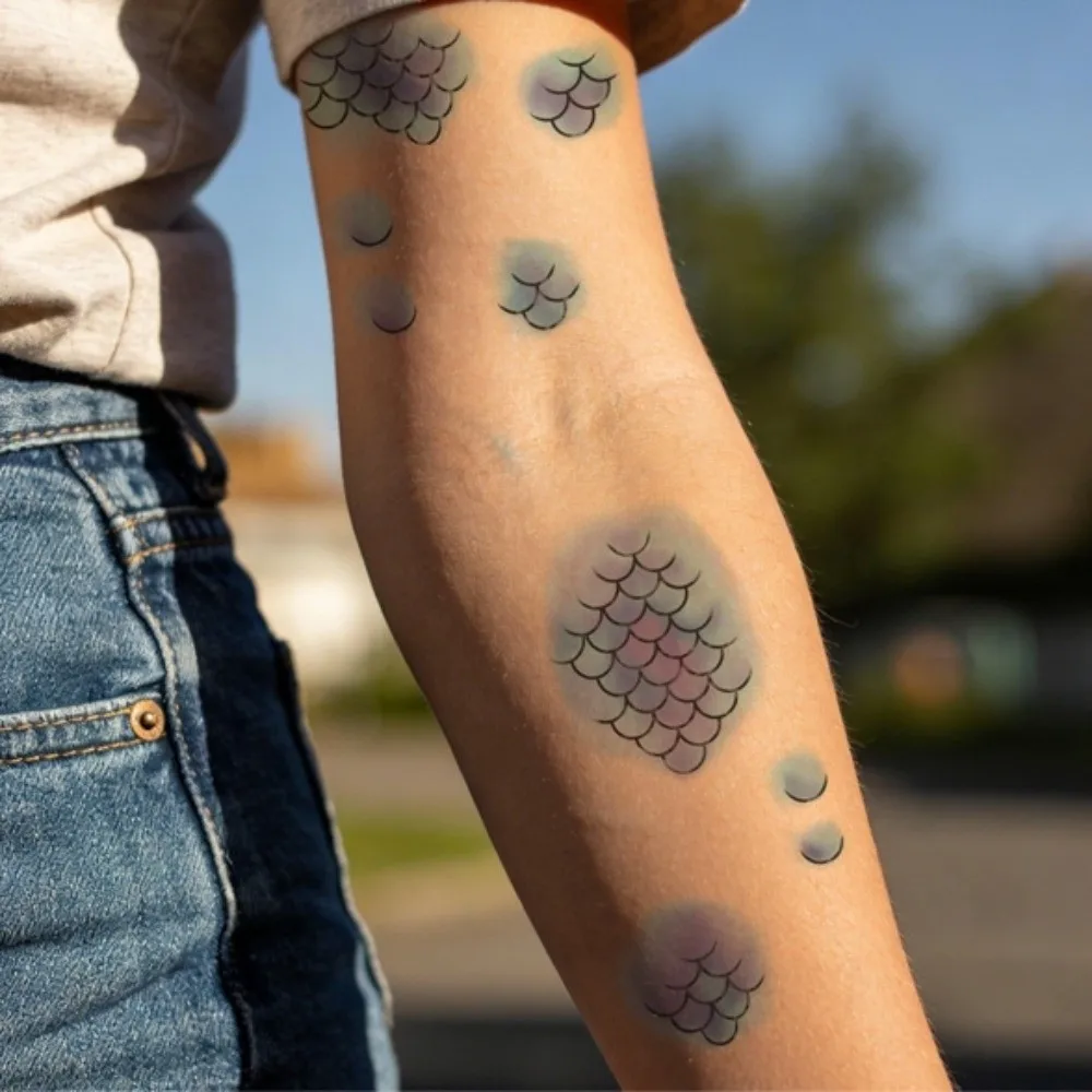 10 Sheets Water Transfer Decals Mermaid Scales Temporary Tattoo Colorful Fake Fish Scale Tattoos Instant Waterproof