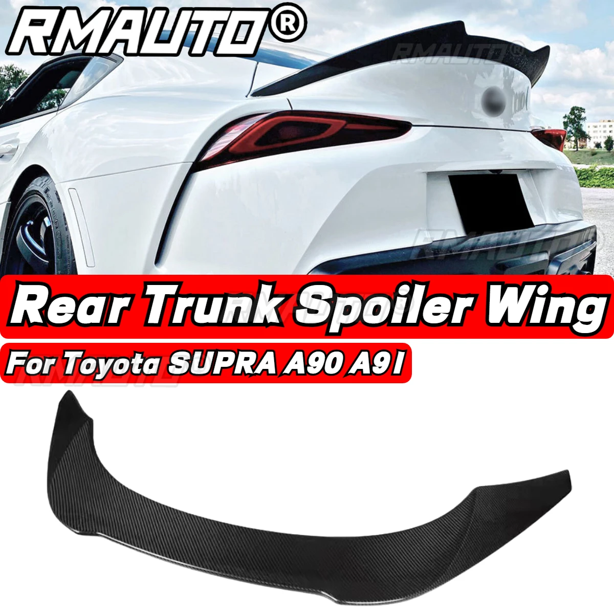 

RMAUTO Real Carbon Fiber Rear Spoiler Wing Trunk Boot Lip Rear Tail Body Kit For Toyota Supra A90 A91 2019-2022 Car Accessories