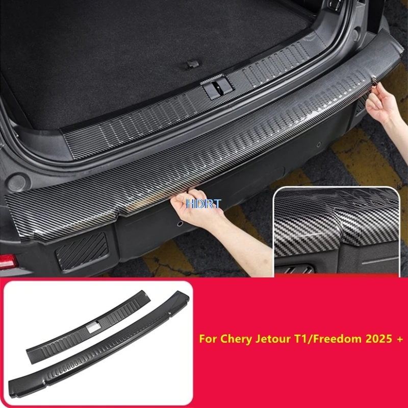 

For Chery Jetour T1/Freedom 2025 + Car Style Rear Trunk Guard Cover Tail Boot Plate Threshold Scuff Welcome Pedal Door Sill Trim