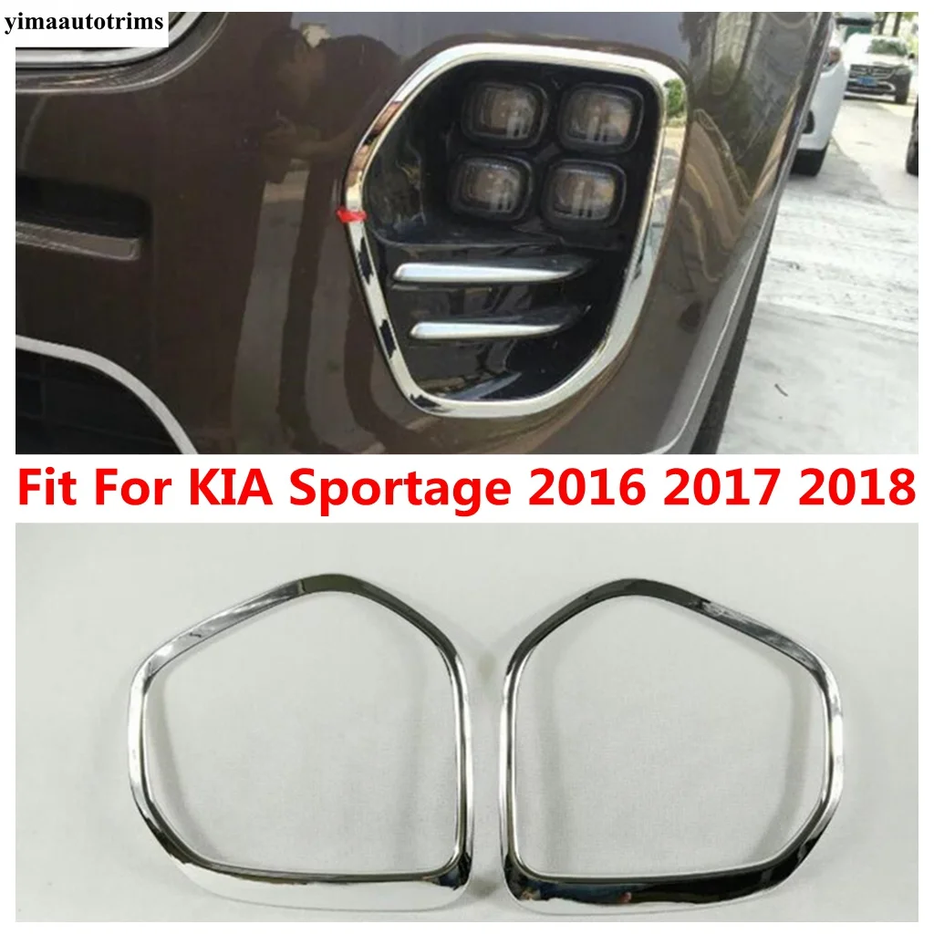 

Front Fog Lights Lamps Frame Decoration Molding Cover Trim Fit For KIA Sportage 2016 2017 2018 ABS Chrome Accessories Exterior