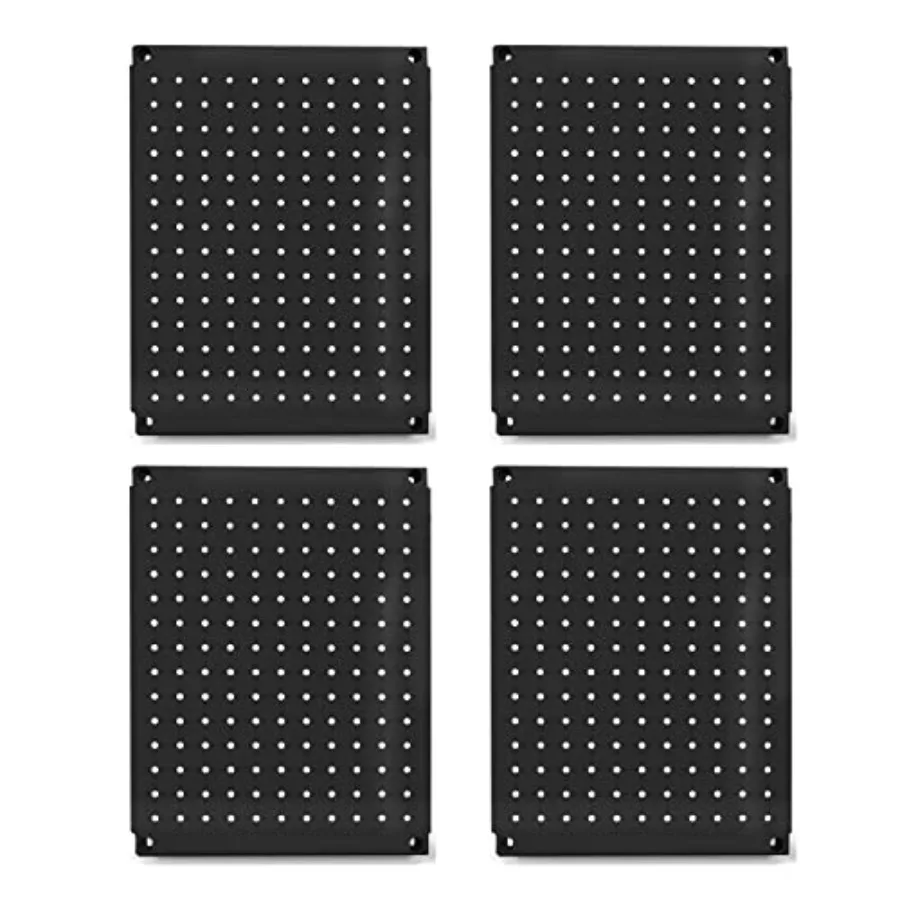 

Metal Pegboard 12-Inch Tall x 16-Inch Wide Heavy Duty Wall Organizer for Home Garage Tool Storage 4pcs Black