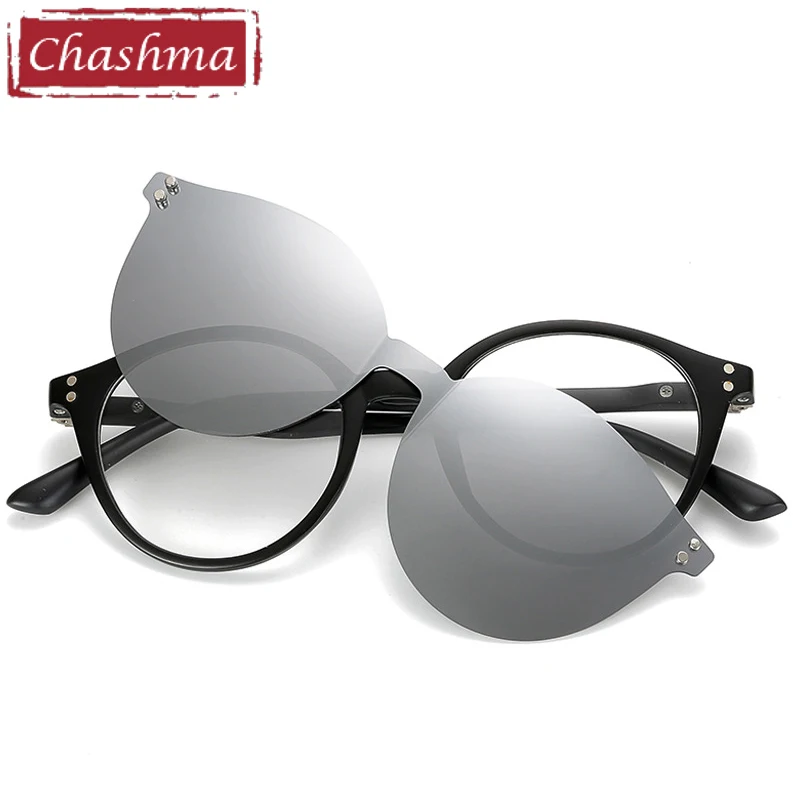 

Chashma Brand TR90 Flexible Retro Eyewear Women Clips Polarized Lenses Magnet Men Mirror Sunglasses Optical Glasses Frames Round