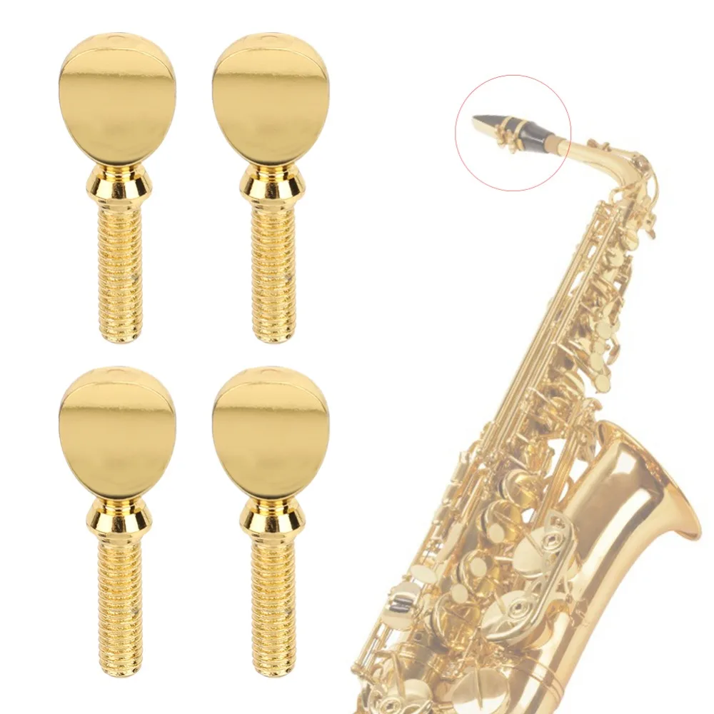4pcs Brass Saxophone Mouthpiece Ligature Screw Gold ​Tightening Screw​ ​Sax Neck Screw​ ​Neck Screw ​Secure Fastening​