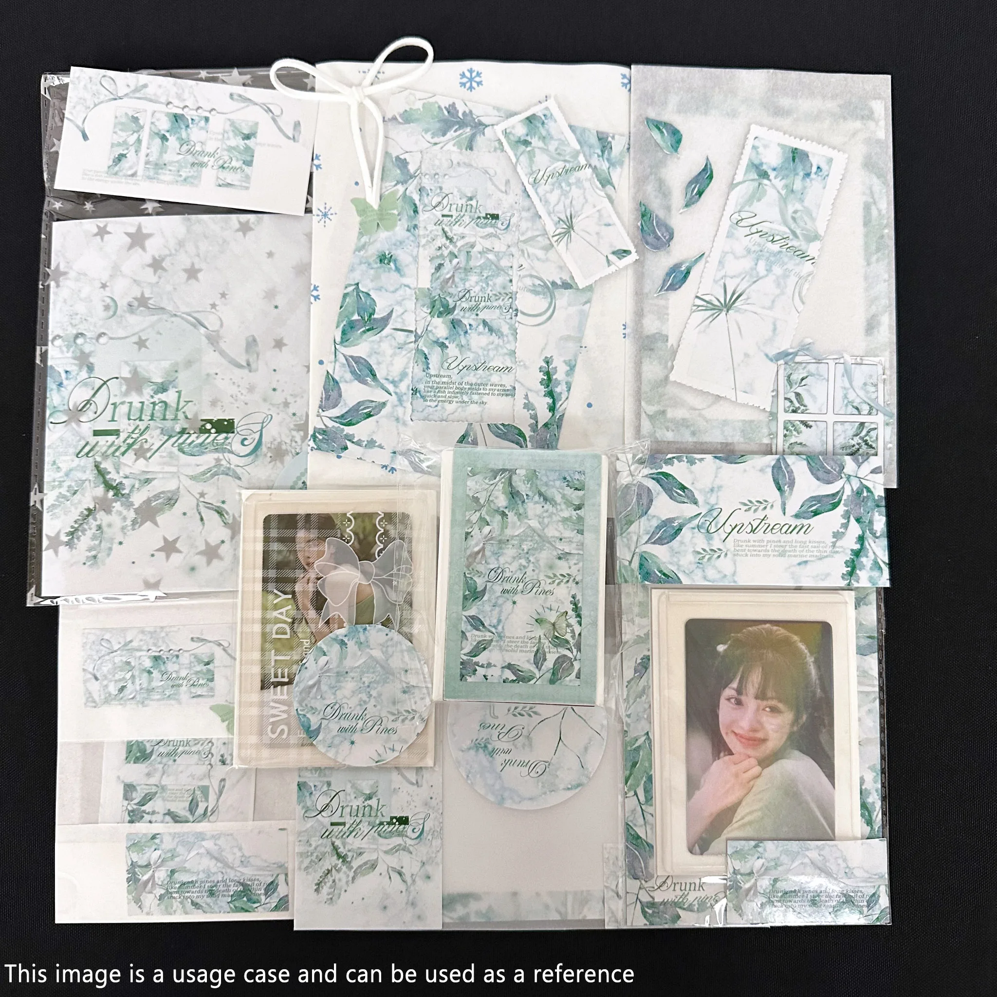 

174pcs Green scenery Design DIY packaging decorating set-foldable card, sticker, OPP self-adhesive bag-used Kpop,Birthday gift