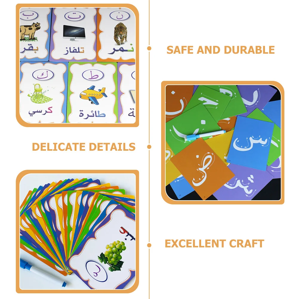 1Set Parole arabe Schede Flash Carte sensoriali educative per bambini Riconoscimento del colore Coordinazione occhio-mano Abilità Parole arabe Gioco
