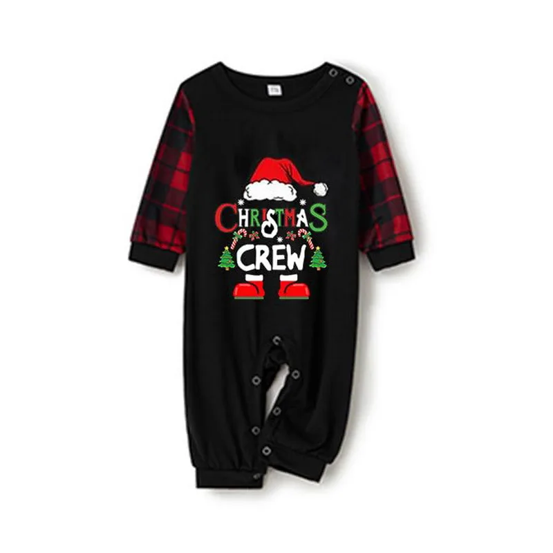 Kerst Thuis Familiekleding Broeksets Casual Print T-shirt met lange mouwen Geruite broek Tweedelige set Kerstfamiliebanket