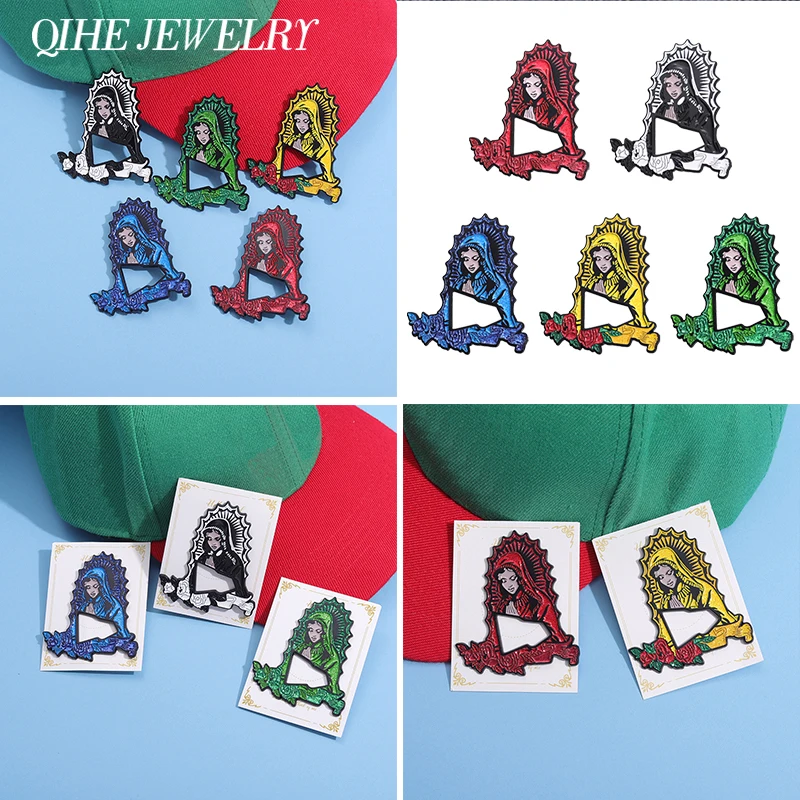 5-Stil neue Metall Jungfrau Maria Anstecknadel Emaille Broschen dekorative Hemd Rucksack Abzeichen Cowboy Baseball Hut Kappe Clip Pin Geschenke
