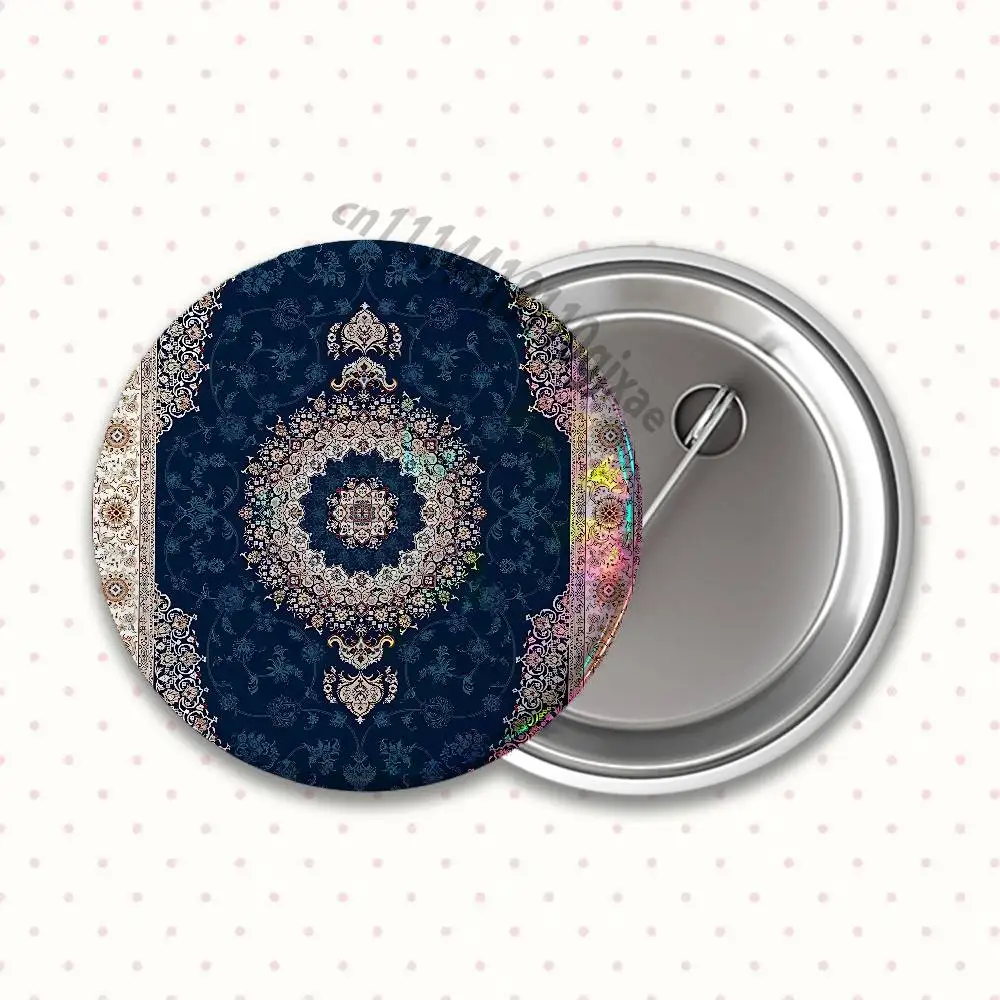 Persian Rug Iranian Carpet Badges Button Round Creative Pin Brooch Bag Decor Accessories Fans Collect Friends Gifts