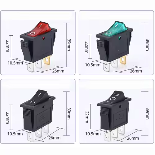 1PCS KCD3 Rocker Switch ON-OFF ON-OFF-ON 2 Position 3Pins Electrical equipment With Light Power Switch 16A 250V / 20A 125V AC - Image 2