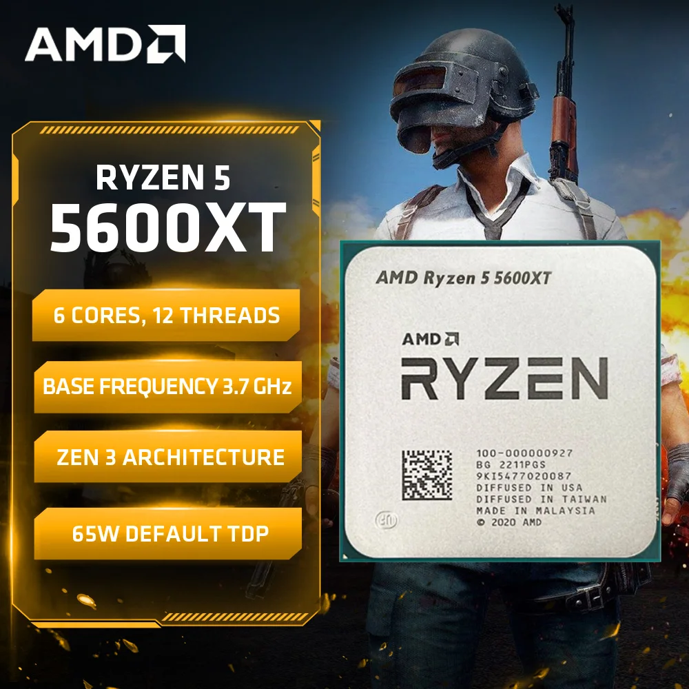 Brand New AMD Ryzen 5 5600XT CPU 6-Core 12-Thread Up to 4.7GHz 32MB L3 Cache Socket AM4 DDR4 TDP 65W for B450/B550 Motherboard