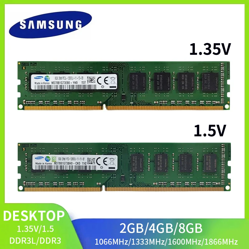 

SAMSUNG DDR3L/DDR3 DIMM Ram 8GB 4GB 2GB 1866MHz 1600MHz 1333MHz 1066MHz Desktop Memory 240Pin DIMM 1.35V/1.5V PC3 RAM Memoria