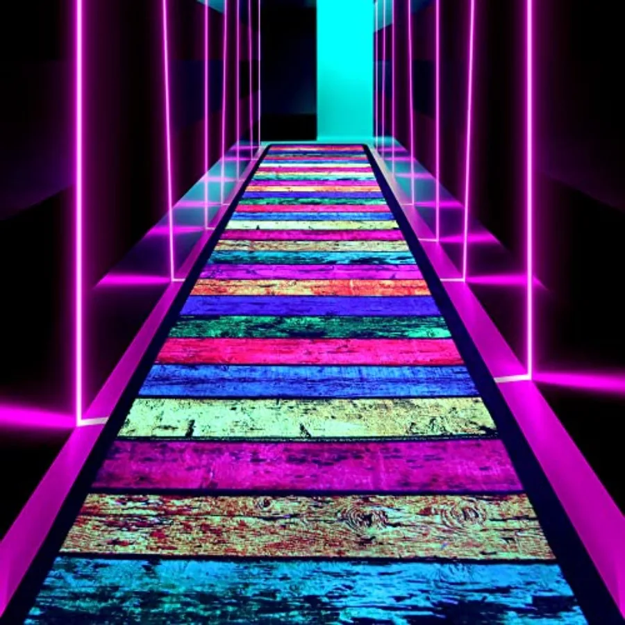 

Neon Dance Floor Runner Rugs UV Black Light Reaction Non-Slip Carpet Glow in The Dark Party Supplies for Birthday Wedding Raves