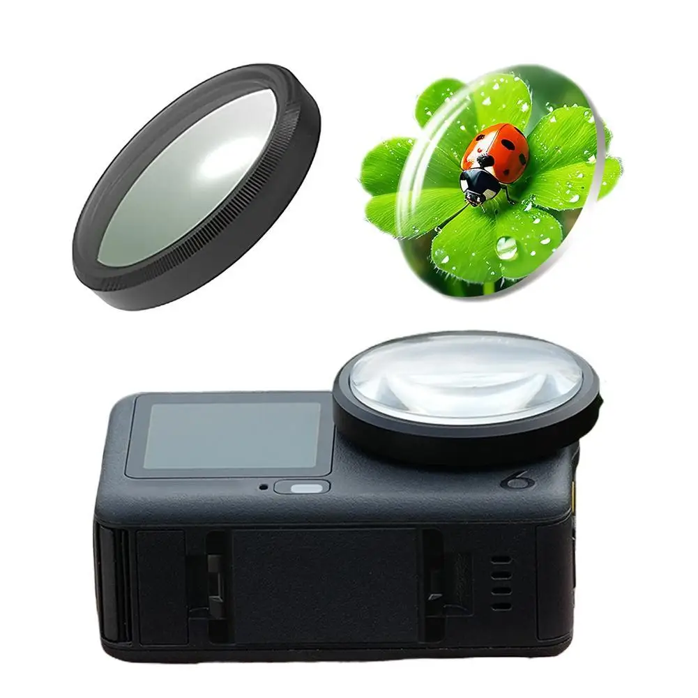 

Быстросъемный макрообъектив 15X для DJI Action 6, 15-кратный макрообъектив для микроскопического обзора, оптическое стекло для аксессуаров DJI Action 6