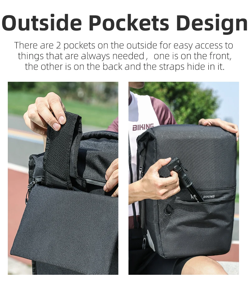 WEST BIKING Wasserdichte Fahrradtasche 17-29L Große Kapazität Fahrrad-Gepäckträgertasche Langstrecken-Reisetasche MTB Rennrad Zubehör – Detail 14