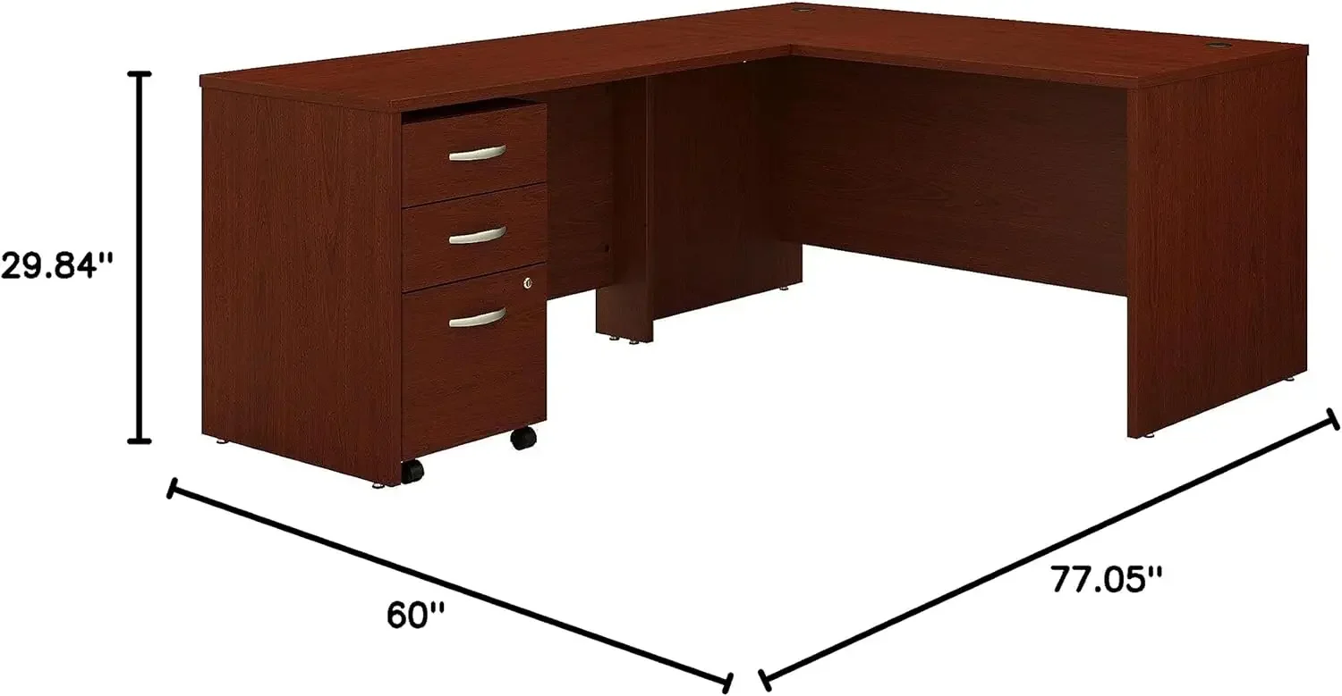 Bush Business Furniture Series C 60W Mesa em forma de L com armário de arquivo móvel de 3 gavetas em mogno