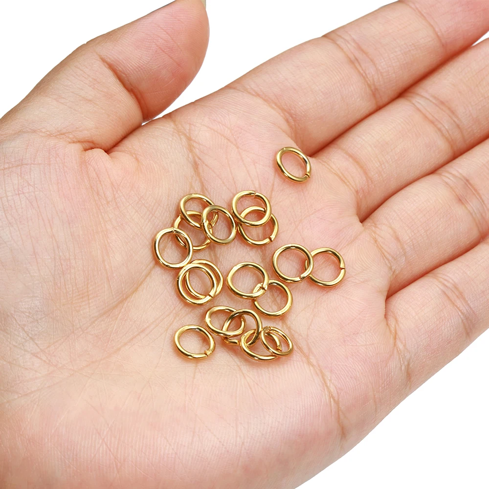 200pcs/100pcs No Fade Stainless Steel Open Jump Rings Gold Color Split Rings Connectors for Jewelry Making DIY Supplies