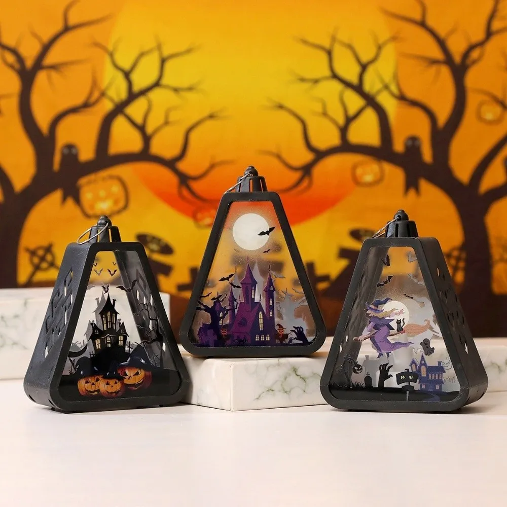 Plastic Halloween LED Lamp Cordless LED Light Mini Pumpkin Lanterns Battery Operated Handheld Lanterns Halloween Party