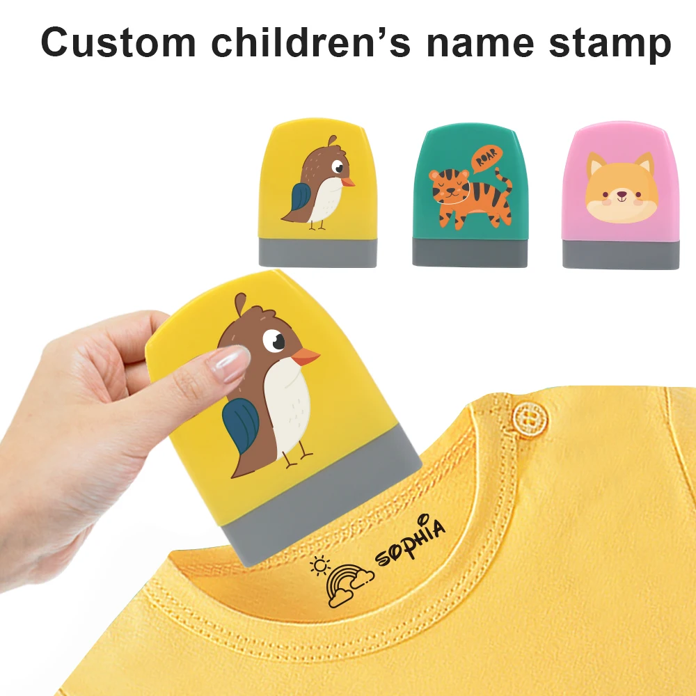 1 Stück Personalisierter Katzenstempel, Individueller Namensstempel für Kleidung, Personalisierte Stempel, Schul-Etiketten, Stoffstempel, Wasserfest Waschbar