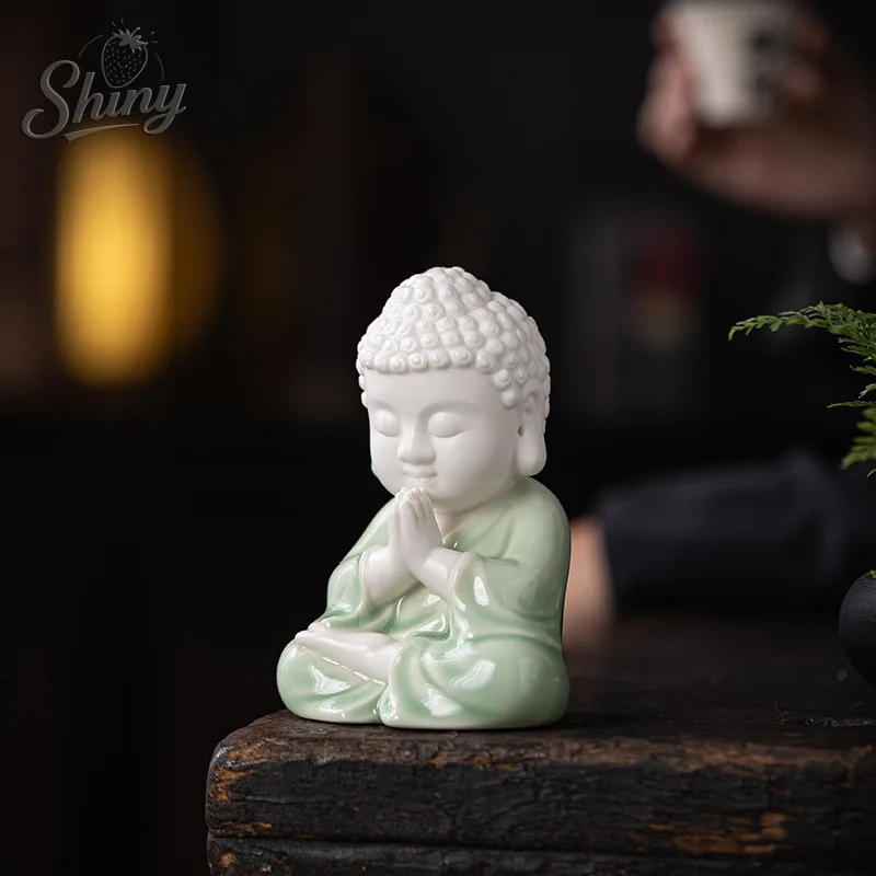

Chinese Zen Ceramic Rudraksha Small Ornaments Creative Cute Tea Pet Buddhist Desktop Decorations Furnishings