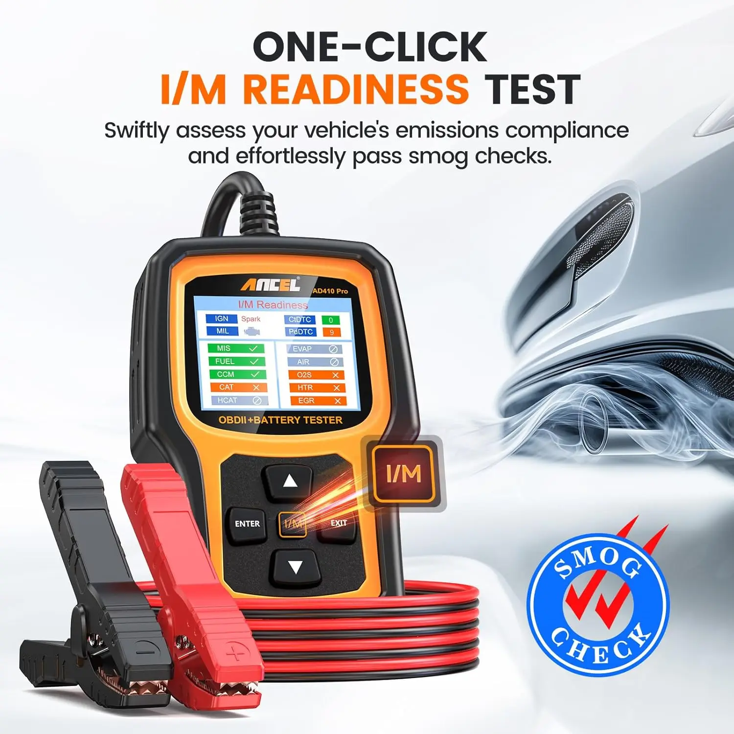 

Считыватель кодов + проверка аккумулятора двигателя с полной функцией OBD2, автомобильные диагностические инструменты, автомобильный сканер OBD2, ANCEL AD410 PRO