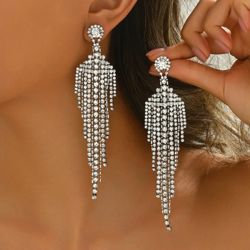 

Серьги-капельки с блестящими кисточками, медный материал