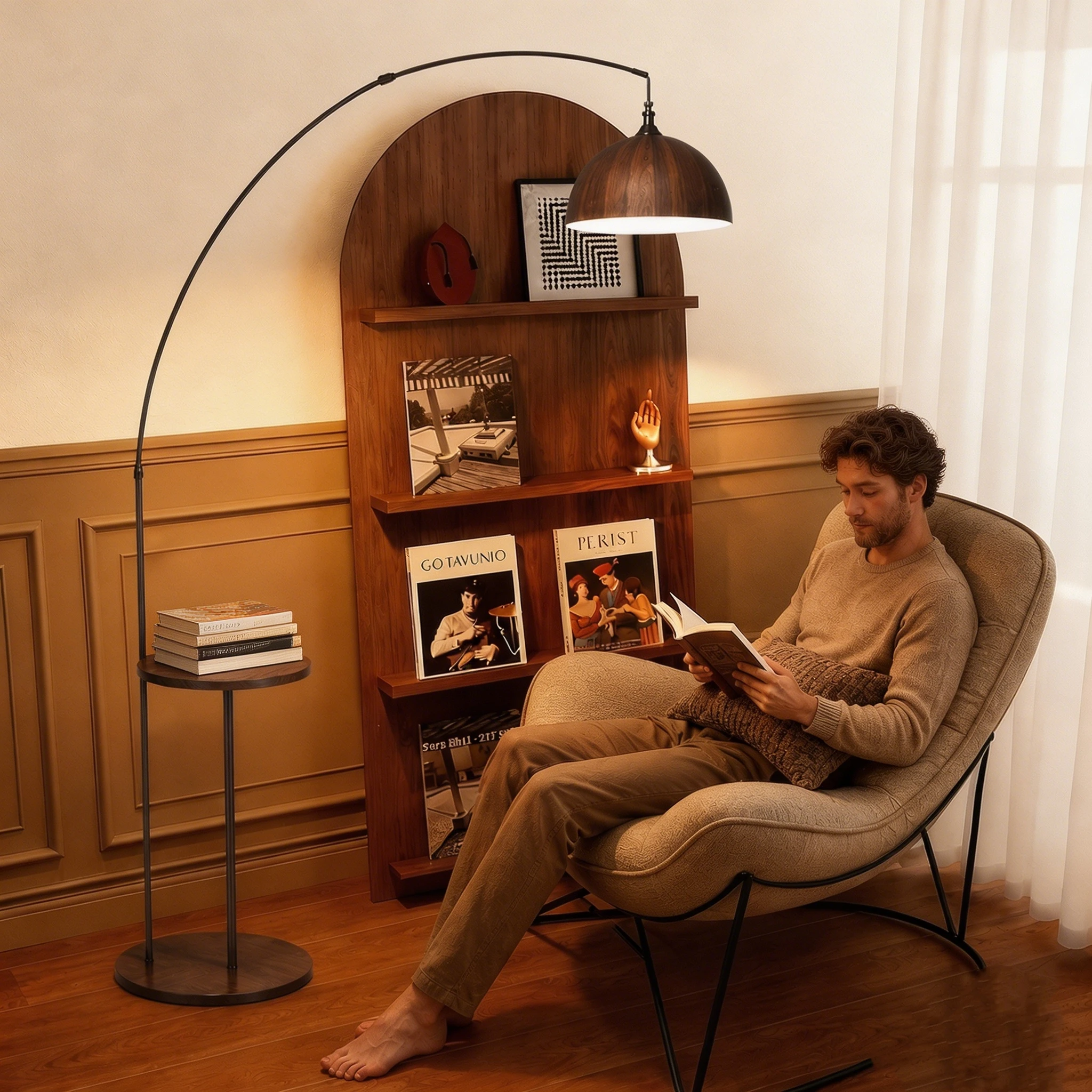 Wood Lampshade Floor Lamp with Shelves Modern AU US Plug Minimalist Light Fixture E27 Bulb Floor Lighting For Parlor Bedside