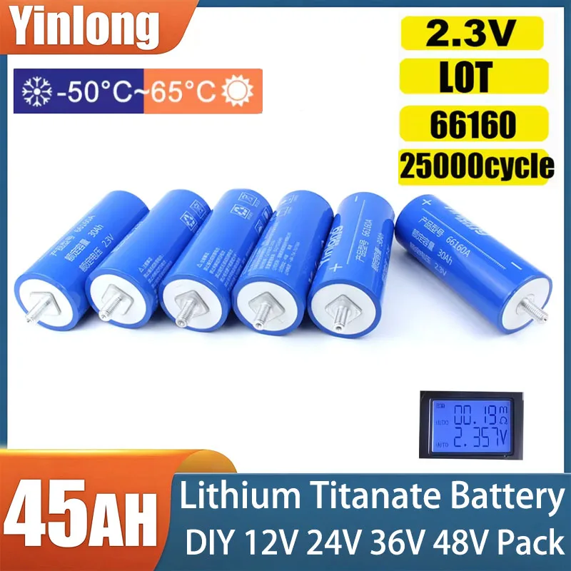 2.3V 45Ah  Battery LTO 66160 Original Yinlong 10C DIY 12V 24V 36V Low Temperature Resistant Lithium Titanate Batteries Duty
