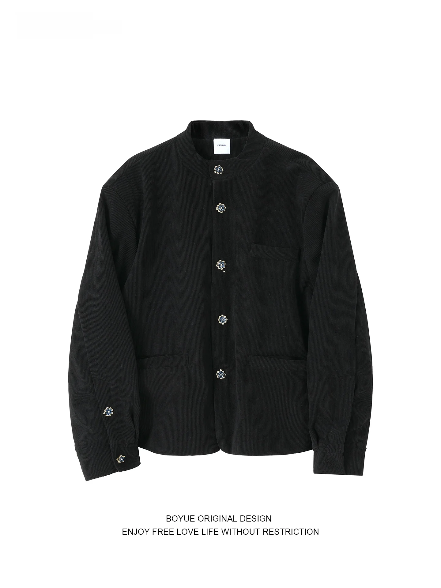 Boyue Chinese Sle Corduroy Jaet Casual Ele Men's Stand Collar irt Lightweight Luxury Outerwear Spring Autumn Winter