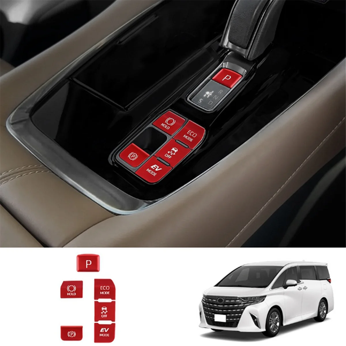 Electronic Handbrake Button Sticker Aluminum for Toyota ALPHARD 40 Series Gear Button Sticker High-End Version