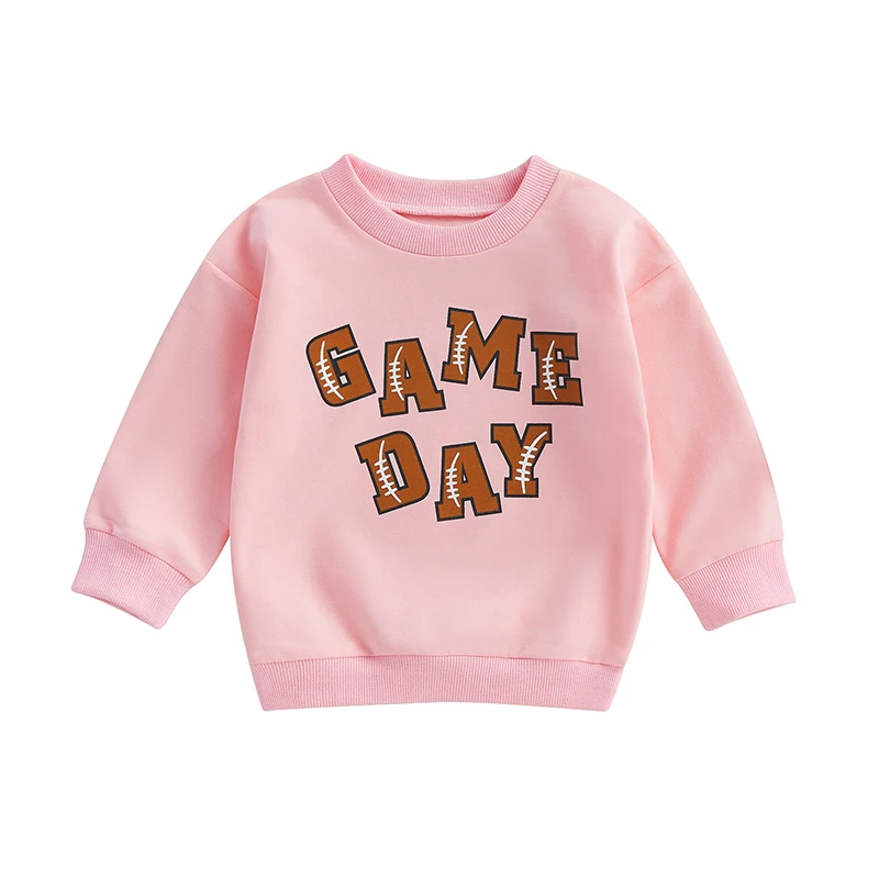 Baby Boy Girl Crewneck Sweatshirt Football Outfit Letter Print Long Sleeve Pullover Tops Fall Winter Clothes