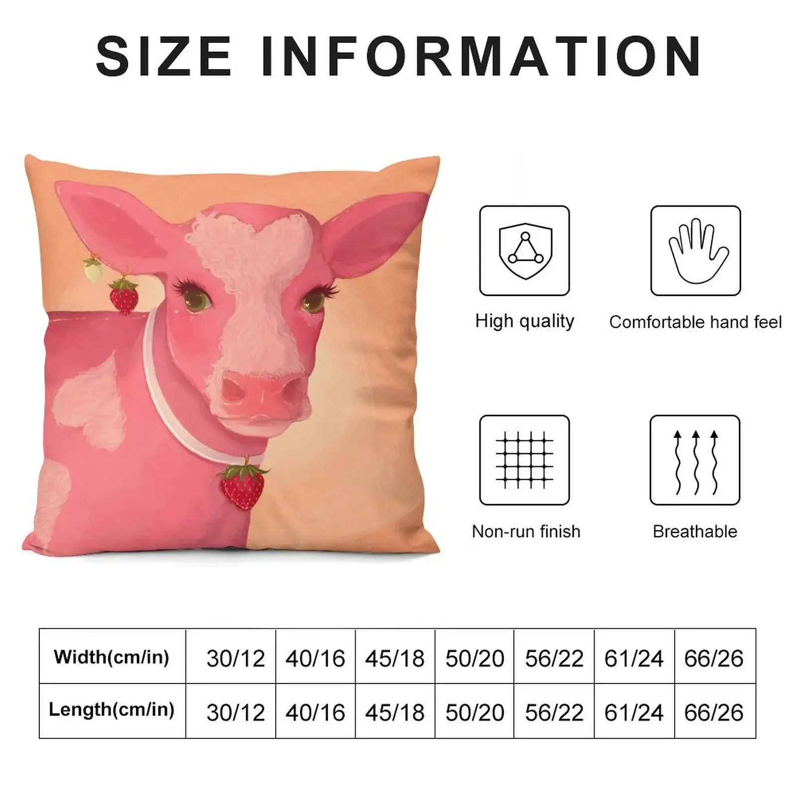 look at u strawberry cow !! make me go WOW Throw Pillow Custom Cushion Photo Sofa Cushion pillow