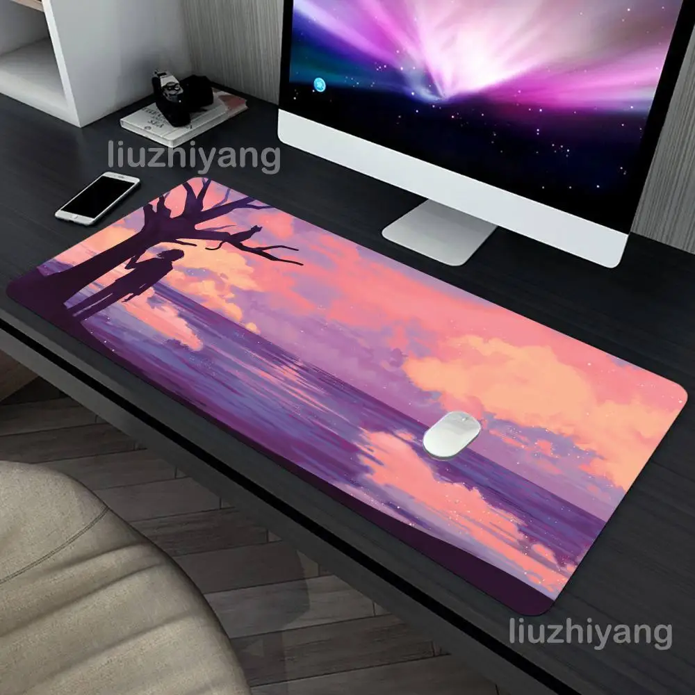 

Anime Mouse Pad Scenery Large Computer Office Game Table Mat 90x40 XXL Rubber Anti-slip Stitch Edge Keyboard Mats Long Desk Pads