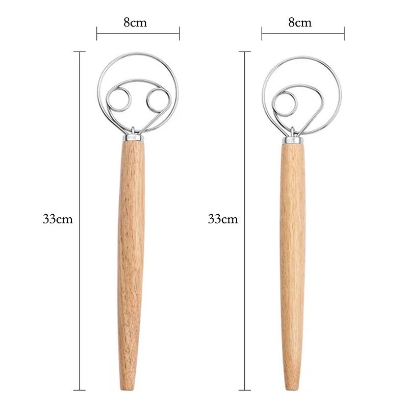 Dough Whisk Large Wood Handle Danish Whisk Bread Dough Hand Mixer Kitchen Whisk Mixer Manual Egg Beater Baking Tools Accessories