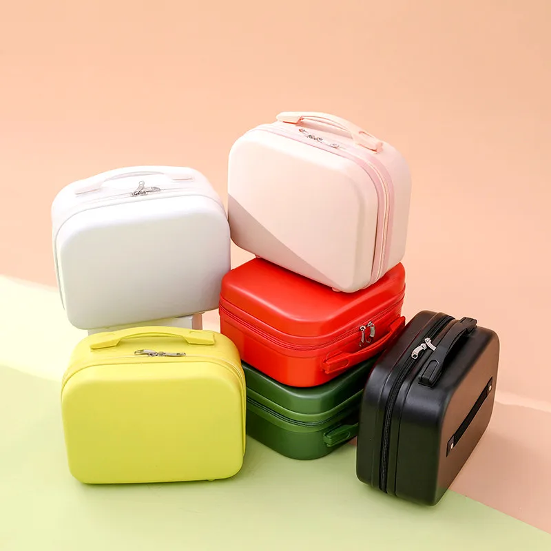 Cute Solid Color Mini Luggage Women Men 14 Inch Cabin Travel Cosmetic Case Students Small Clothes Box Storage Holder Accessories