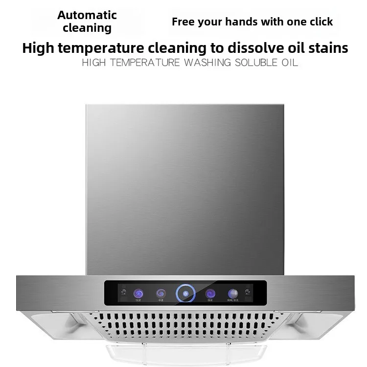 モダンなスリムレンジフード、クリスタルスクリーンと先進技術搭載、キッチン用レンジフード