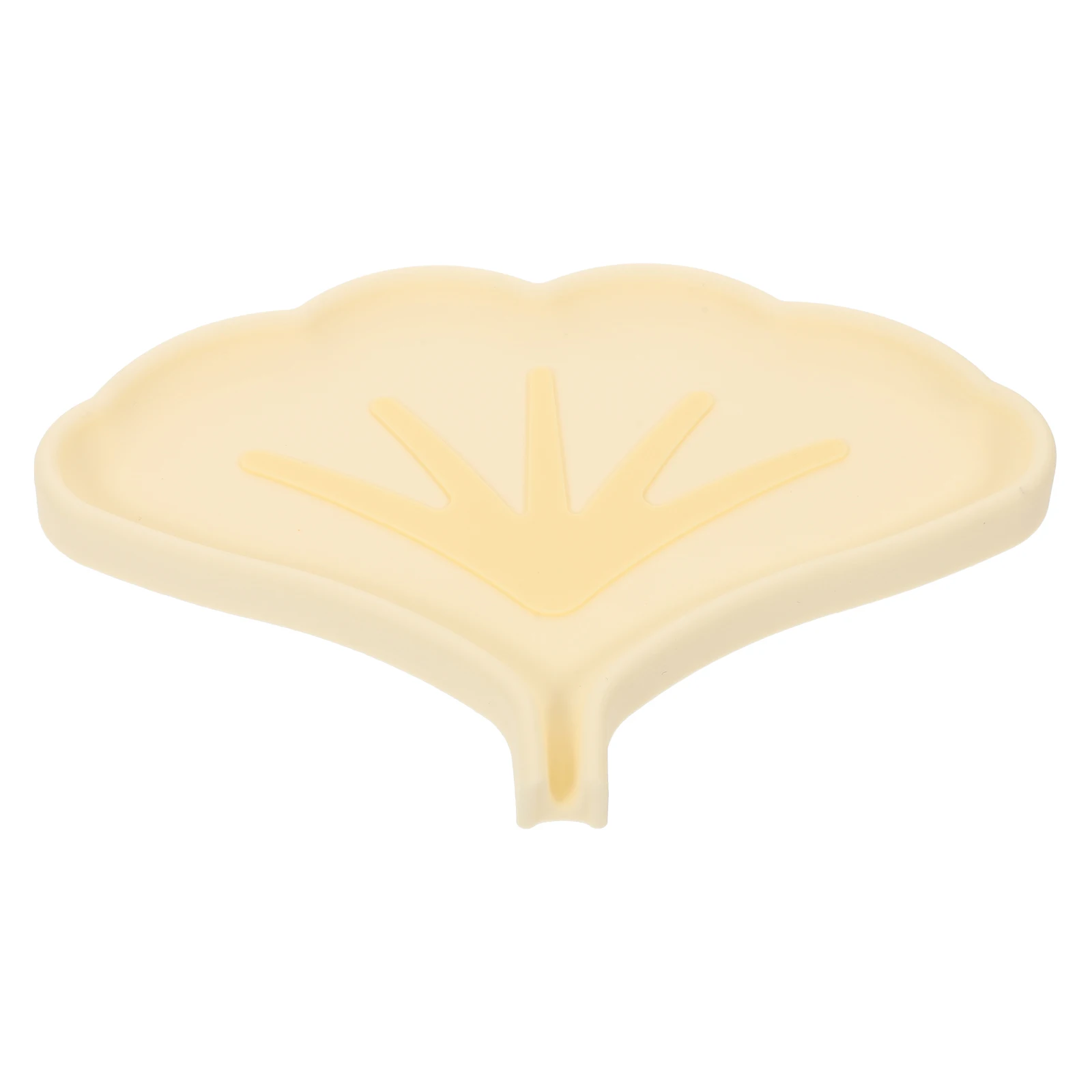 

Self Draining Soap Dish Holder Ginkgo Leaf Silicone Bathroom Laundry Countertop Soap Storage Tray White Non Slip
