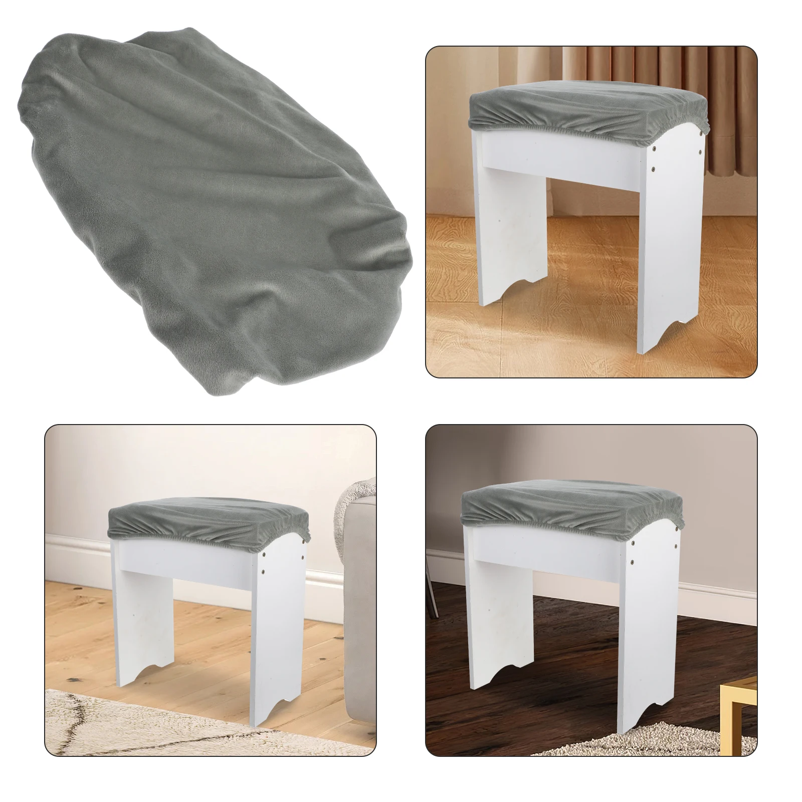 

4Pcs Rectangle Stool Covers Elastic Washable Slipcovers for Home Hotel Cafe School Bar Stool Cushion Bar Seat Covers