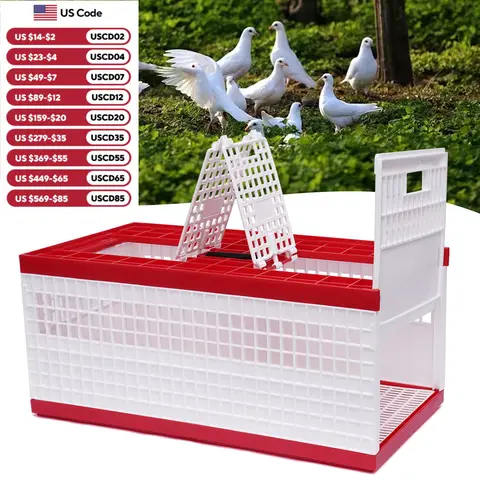 Jaula plegable para palomas con asa, portador de palomas de plástico para 14 palomas, jaula de transporte rectangular de 3 puertas