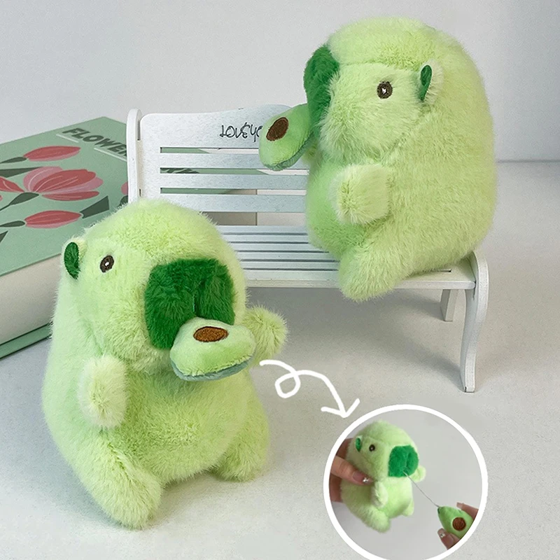 Llavero colgante de aguacate con dibujos animados, juguete de peluche con cuerda de tracción, adorno colgante, para escritorio