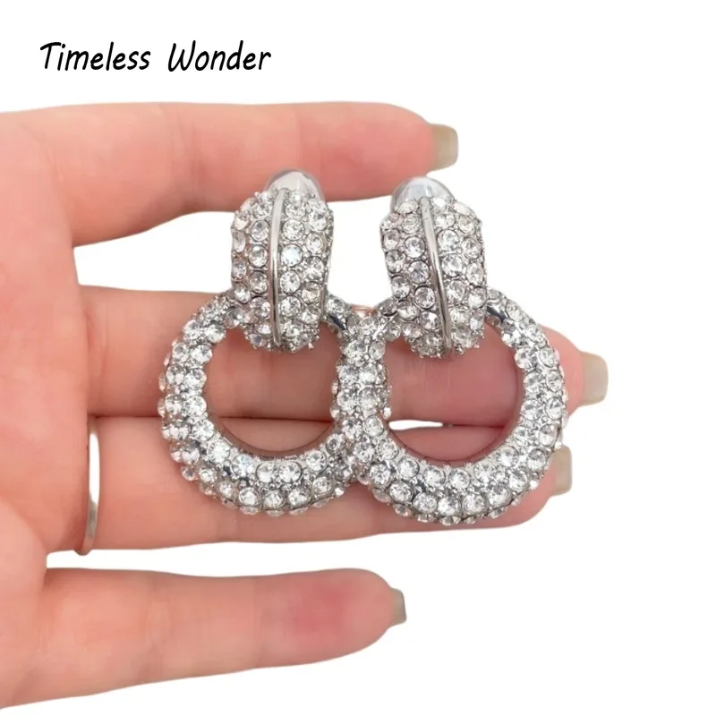 

Timeless Wonder Fancy Zircon Geo Cutout Clip on Earrings for Women Designer Jewelry Runway Rare Cute Top Gift Mix 2234