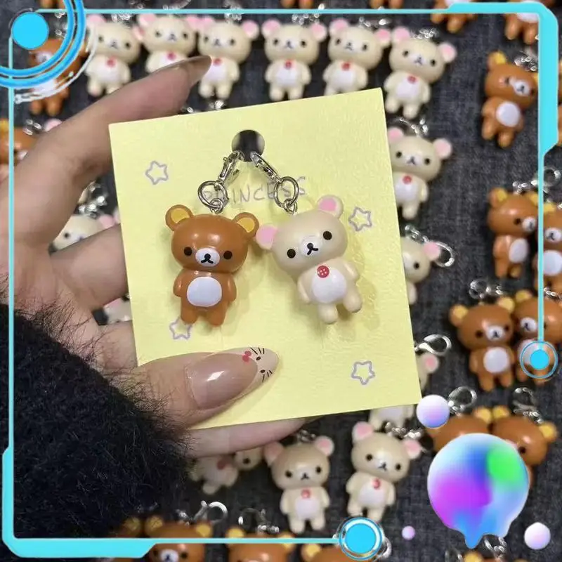 Llavero Rilakkuma, Lindo y Kawaii, Estilo Japonés, Resina 3D, Colgante para Bolsa o Mochila, Hecho a Mano, Regalo de Cumpleaños para Niñas