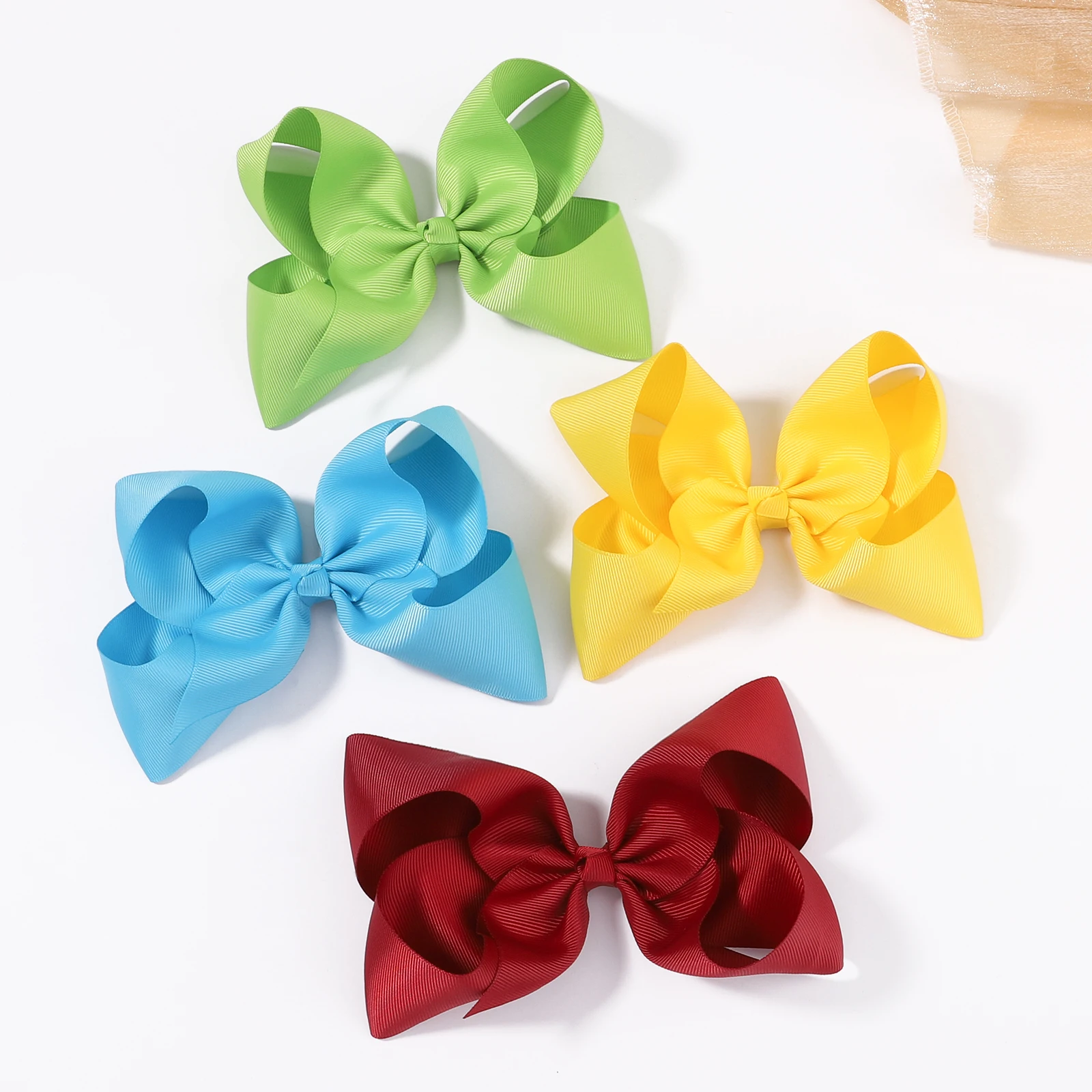 6 Inch Big Grosgrain Ribbon Solid Hair Bows with Clips Women Girls Kids Hair Clips Headwear Boutique Hair Brooches Accessories