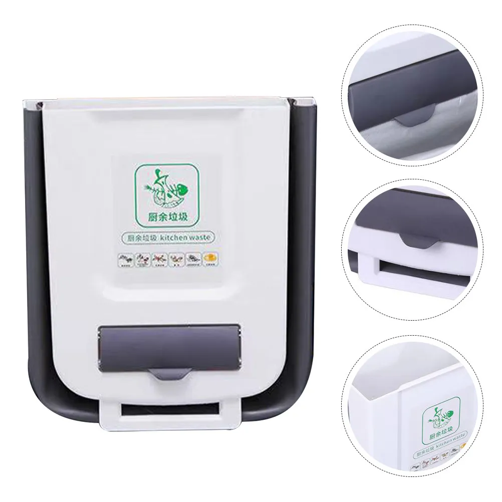 

Подвесная складная мусорная корзина для кухонного шкафа, столешницы или автомобиля, компактная, экономит место, из толстого пластика