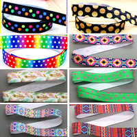 DHK 5/8'' 5yards Dot Tribe Chevron Pattern Printed Fold Elastic FOE Stretch Ribbon Decorations Craft DIY Sewing E2212